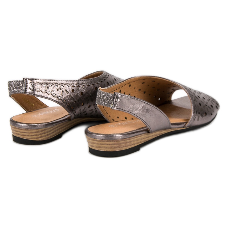 VINCEZA durchbrochene Sandalen grau 1
