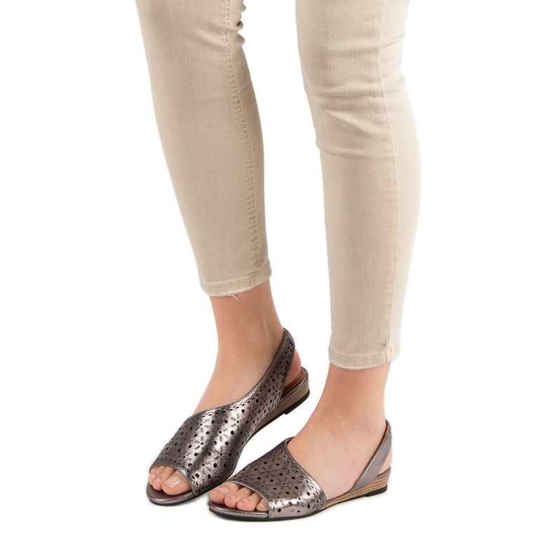 VINCEZA durchbrochene Sandalen grau 2