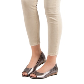 VINCEZA Ballerinas mit offener Zehenpartie grau 2