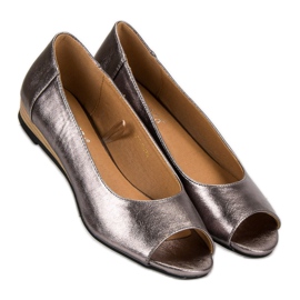 VINCEZA Ballerinas mit offener Zehenpartie grau 1