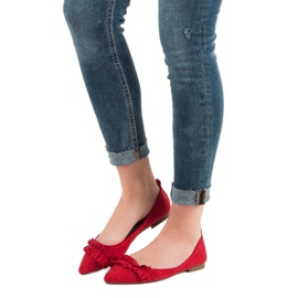 Corina Ballerinas aus Wildleder mit Rüschen rot 1