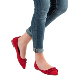 Corina Ballerinas aus Wildleder mit Rüschen rot 2