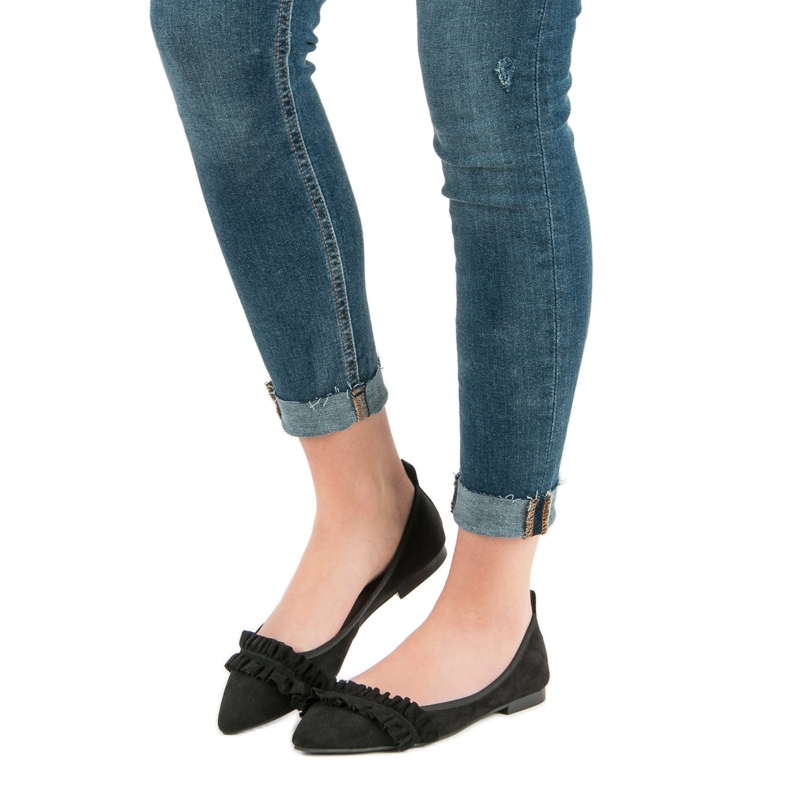 Corina Ballerinas aus Wildleder mit Rüschen schwarz 1