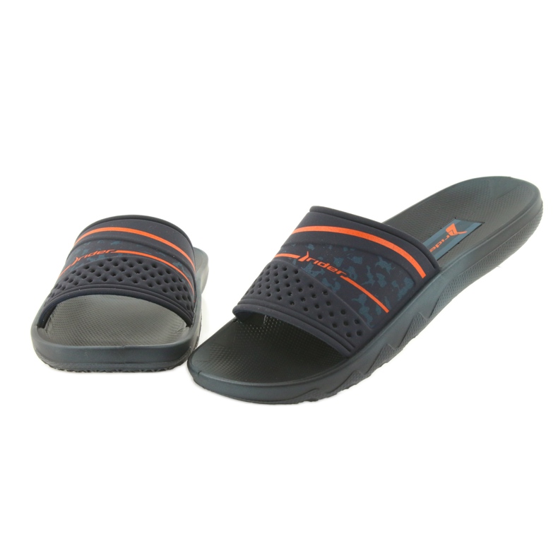 Rider 82499 marineblaue Freizeit Hausschuhe für Herren orange 4