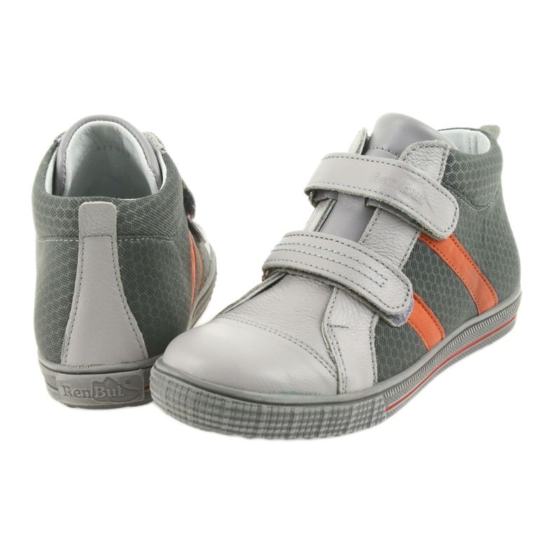 Ren But Rheinschuhe Jungen mit Klettverschluss 4275 Popiel/Orange grau 5