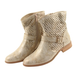 M.Daszyński Lässige Damenstiefel SA142 gold braun gelb 2