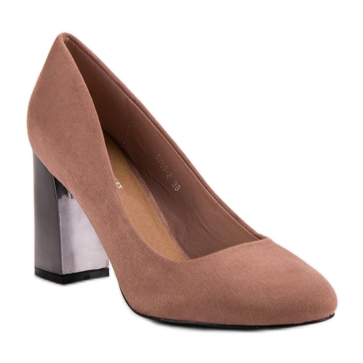 Wildleder-Pumps auf einer Säule rosa 1