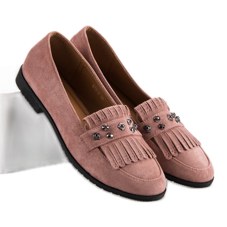 Laura Mode Loafer aus gepudertem Wildleder rosa 2