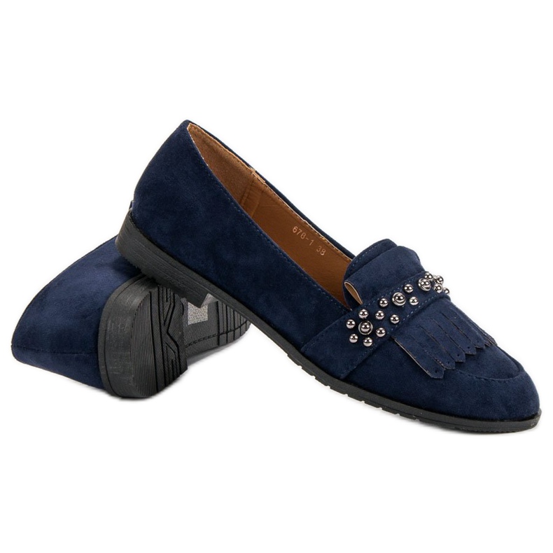 Laura Mode Marineblaue Loafer mit Jets 1
