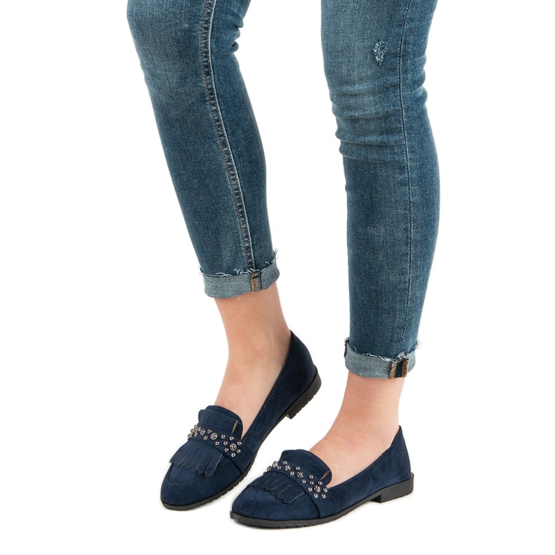Laura Mode Marineblaue Loafer mit Jets 2