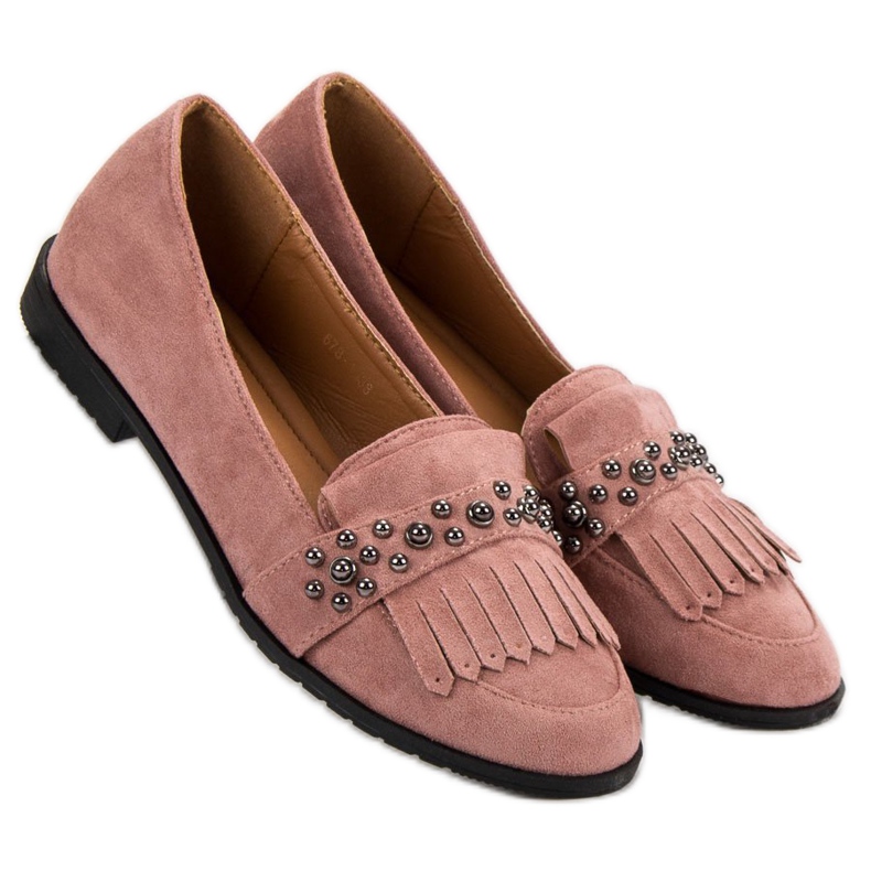 Laura Mode Puderloafer mit Strasssteinen rosa 1