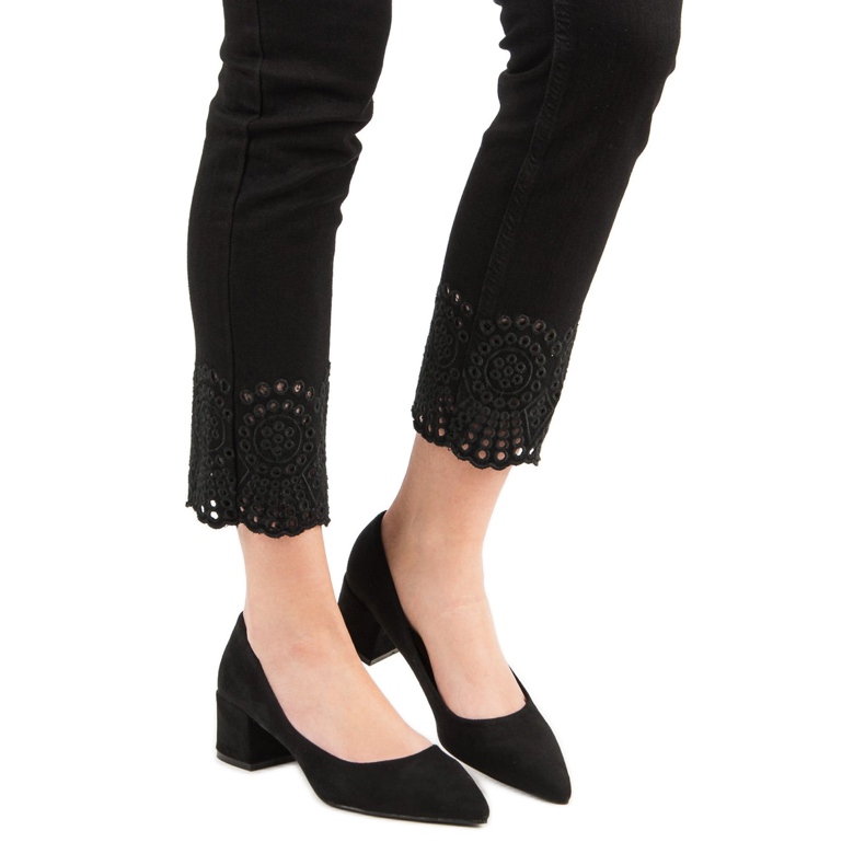 Diamantique Wildleder-Pumps auf flachem Absatz schwarz 1