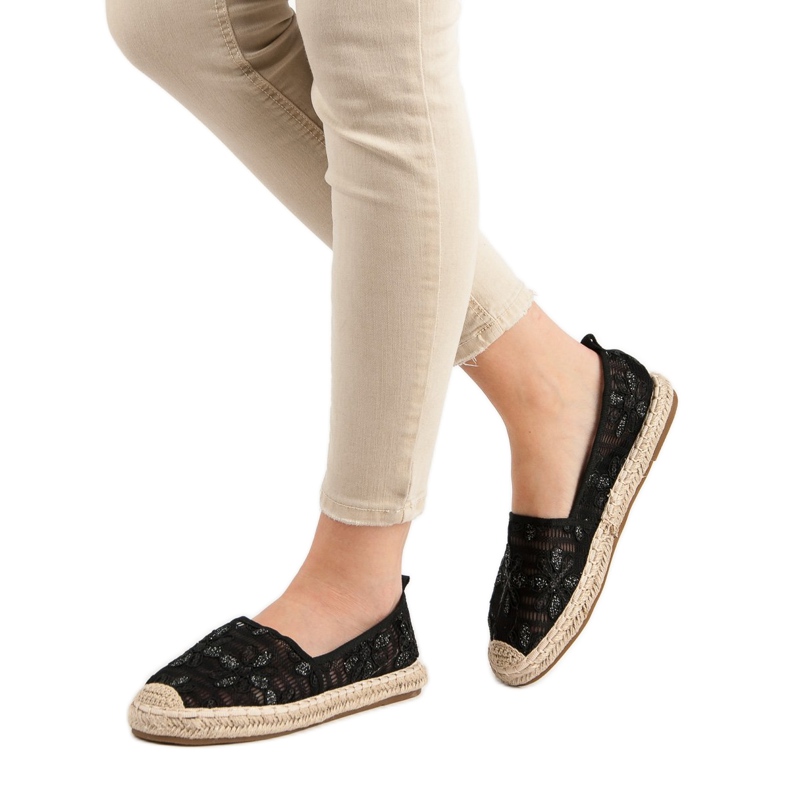Sweet Shoes Espadrilles aus Spitze schwarz 2