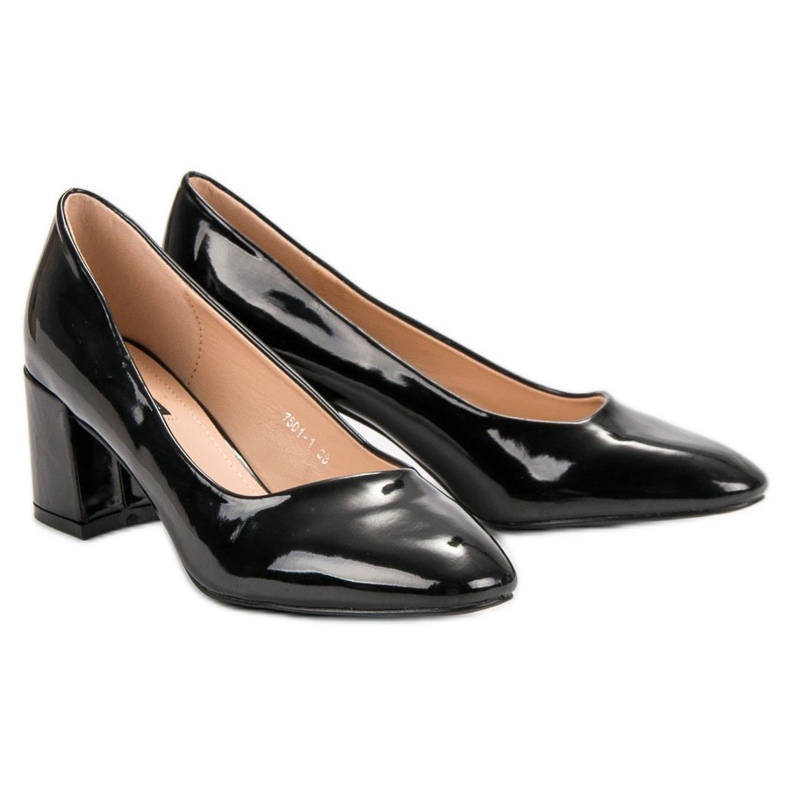 Diamantique Lackierte Pumps auf einer Säule schwarz 1