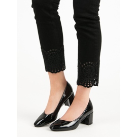 Diamantique Lackierte Pumps auf einer Säule schwarz 2