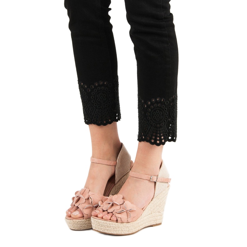 Top Shoes Pudersandalen mit Blumen rosa 1