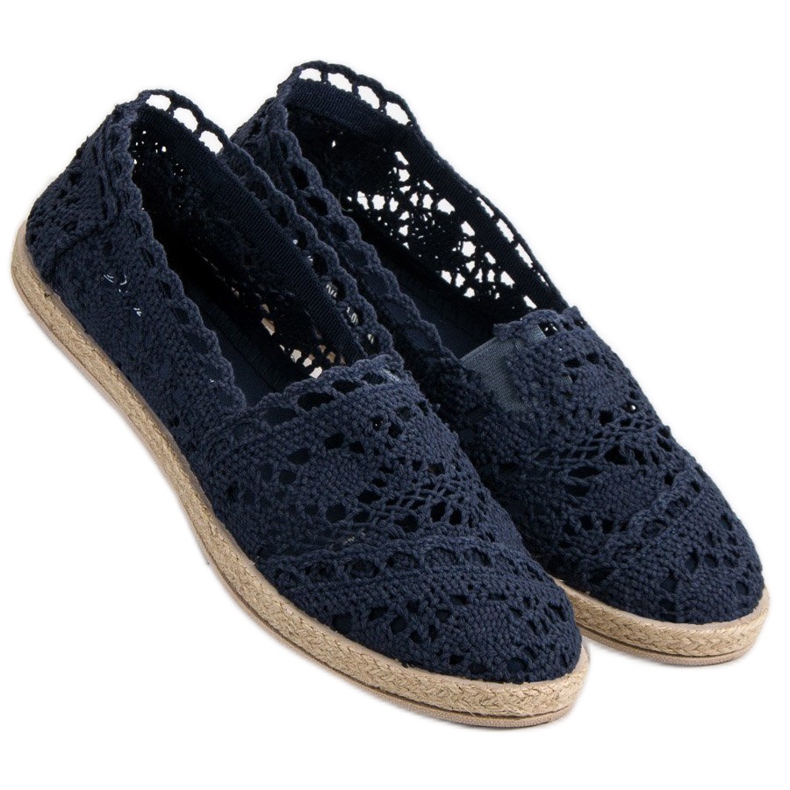 Sweet Shoes Marineblaue Espadrilles aus Spitze navy blau 2