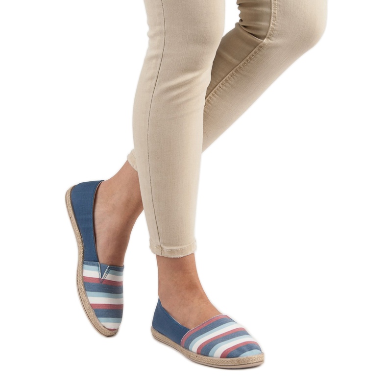 Sweet Shoes Gestreifte Slipper blau 2