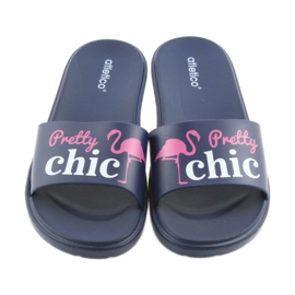 Flamingos Atletico Damenhausschuhe weiß rosa marineblau 3
