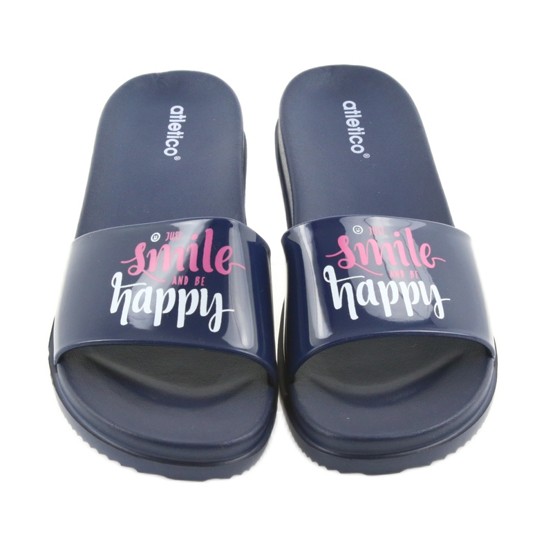 Happy Atletico marineblaue Hausschuhe für Damen weiß rosa 3