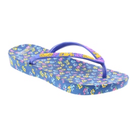 Atletico Damen Flip-Flops mit Blumen lila blau gelb rosa 1