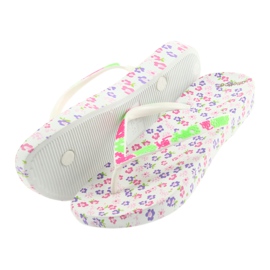 Atletico Damen Flip-Flops mit Blumen weiß lila grün rosa 5