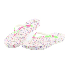 Atletico Damen Flip-Flops mit Blumen weiß lila grün rosa 4