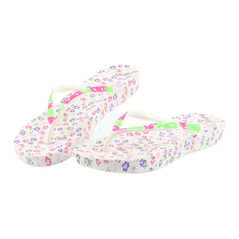 Atletico Damen Flip-Flops mit Blumen weiß violett grün rosa 4