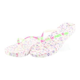 Atletico Damen Flip-Flops mit Blumen weiß violett grün rosa 3