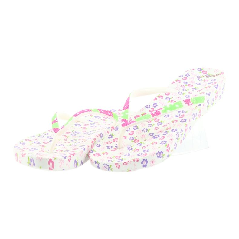 Atletico Damen Flip-Flops mit Blumen weiß violett grün rosa 3