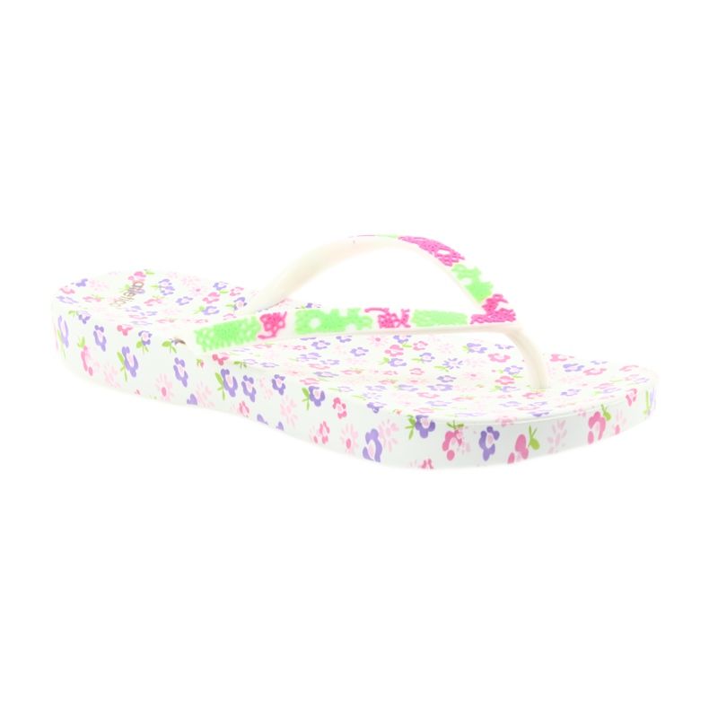 Atletico Damen Flip-Flops mit Blumen weiß lila grün rosa 1