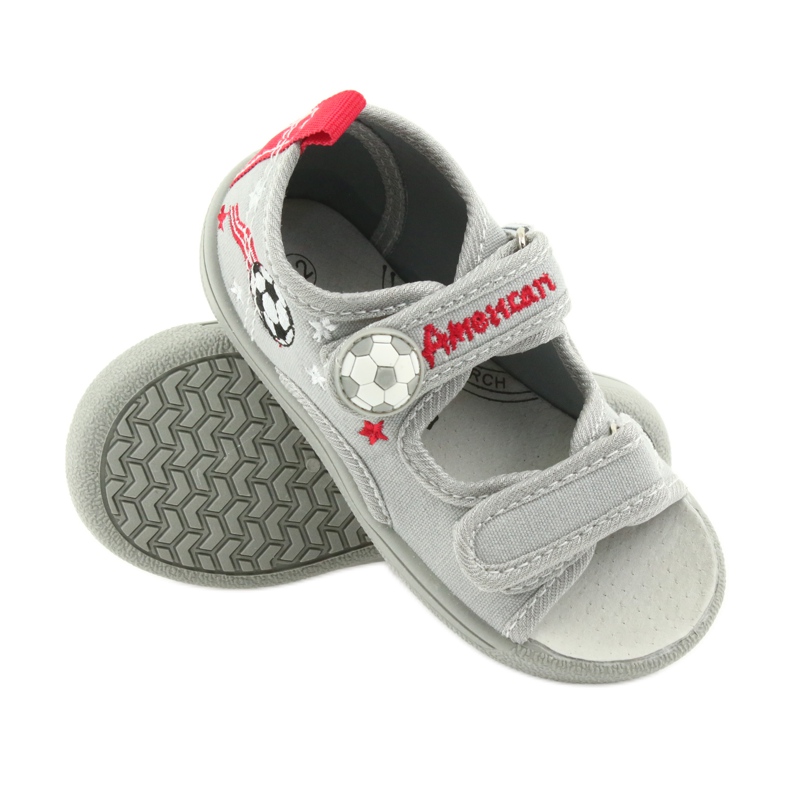 American Club Kinderschuhe Hausschuhe Jungen Sandalen American 35/19 Ball schwarz rot grau 3