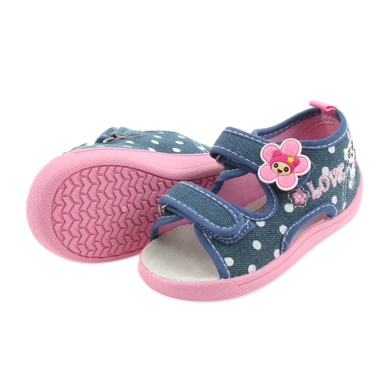 American Club Kinderschuhe Hausschuhe Sandalen Jeans American Kitten 39/19 weiß blau rosa 4
