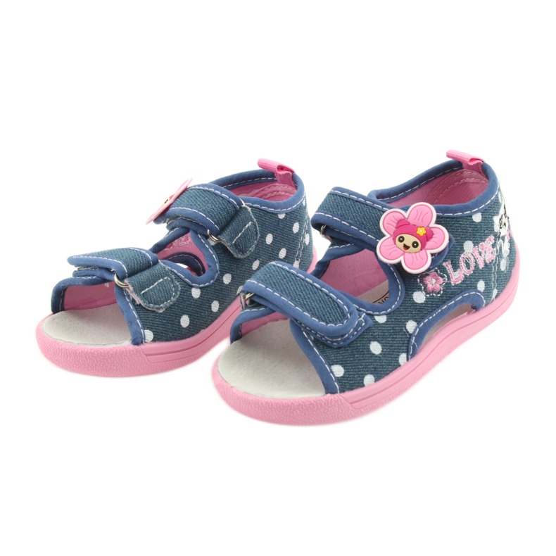 American Club Kinderschuhe Hausschuhe Sandalen Jeans American Kitten 39/19 weiß blau rosa 3