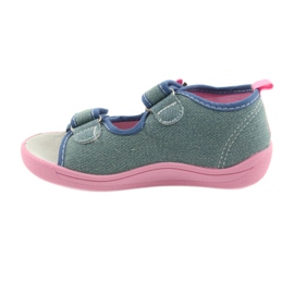 American Club Kinderschuhe Hausschuhe Sandalen Amerikanischer Ledereinsatz 37/19 blau rosa 2