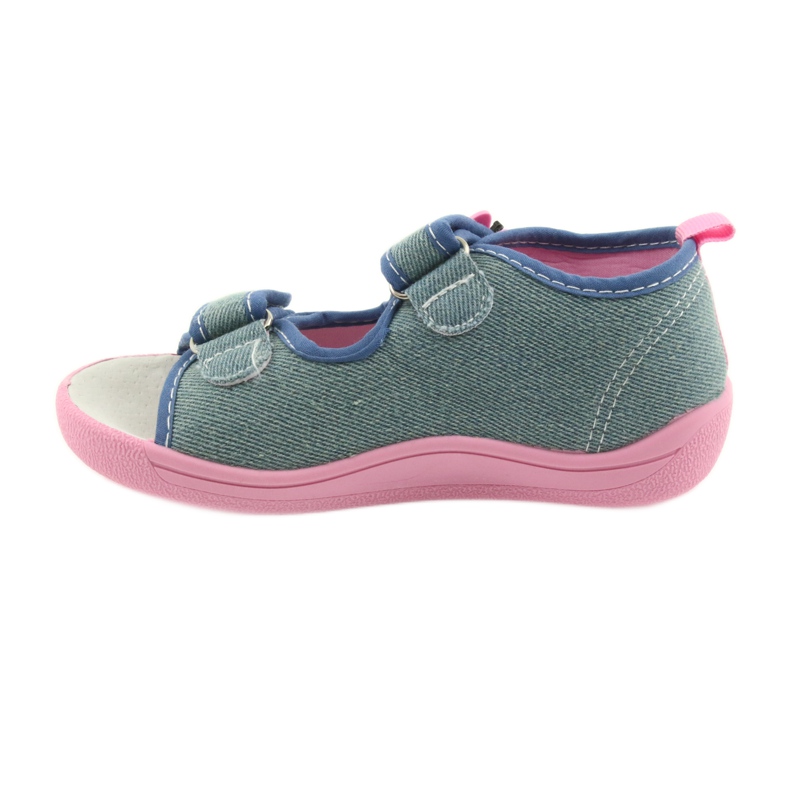 American Club Kinderschuhe Hausschuhe Sandalen Amerikanischer Ledereinsatz 37/19 blau rosa 2
