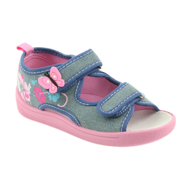 American Club Kinderschuhe Hausschuhe Sandalen Amerikanischer Ledereinsatz 37/19 blau rosa 1