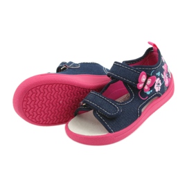 American Club Kinderschuhe Hausschuhe Sandalen Amerikanischer Ledereinsatz 37/19 blau rosa navy blau 5