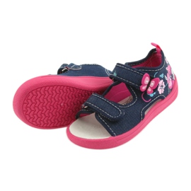 American Club Kinderschuhe Hausschuhe Sandalen Amerikanischer Ledereinsatz 37/19 blau rosa marineblau 4