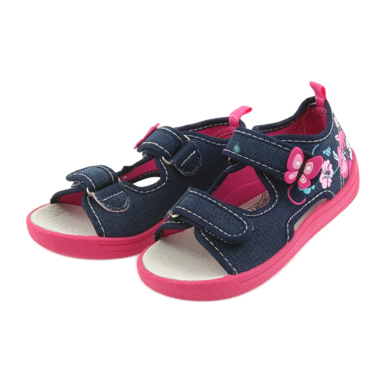 American Club Kinderschuhe Hausschuhe Sandalen Amerikanischer Ledereinsatz 37/19 blau rosa navy blau 3