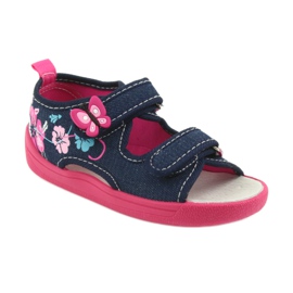 American Club Kinderschuhe Hausschuhe Sandalen Amerikanischer Ledereinsatz 37/19 blau rosa navy blau 1