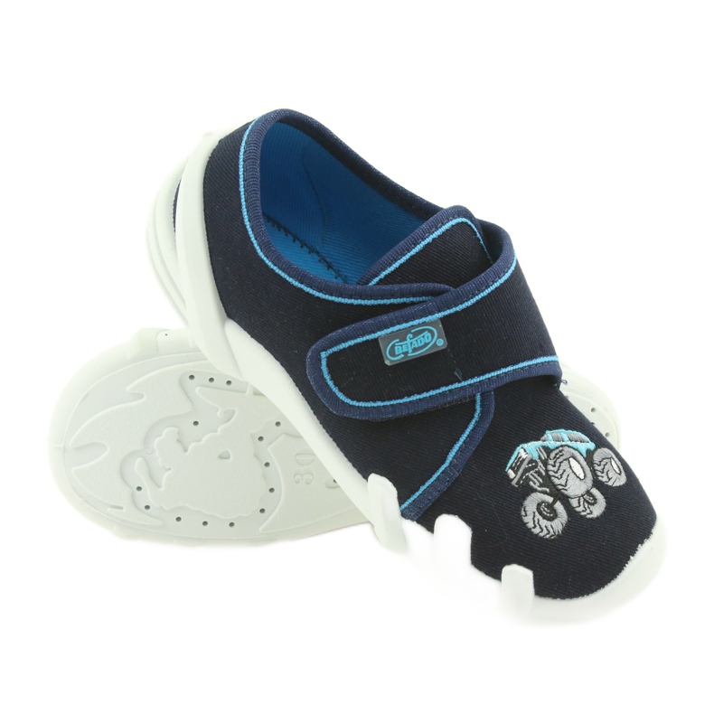 Befado Hausschuhe Kinderschuhe mit Klettverschluss 273X105 blau marineblau 2