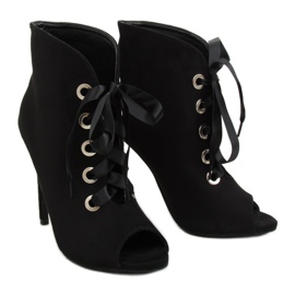 Schwarze Stiefel mit offenen Fingern 680-32 Schwarz 1