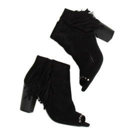 Schwarz AF-9 Schwarze Stiefel mit offener Spitze 3