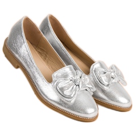 Forever Folie Silberne Ballerina mit Schleife grau 1