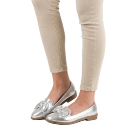 Forever Folie Silberne Ballerina mit Schleife grau 2