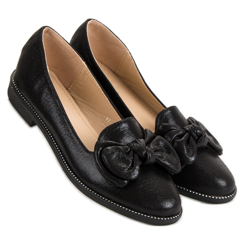 Forever Folie Schwarze Ballerina mit Schleife 1