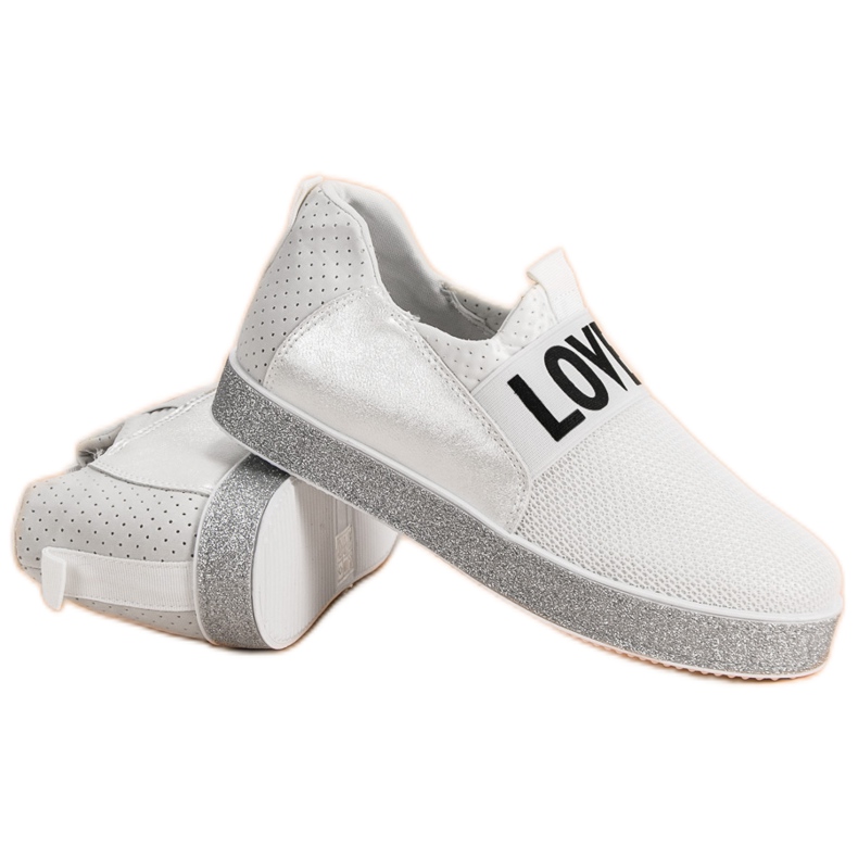 Bestelle Slip-on-Sneaker mit Glitzer weiß 1