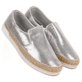 Filippo Silberne Espadrilles aus Leder grau 2