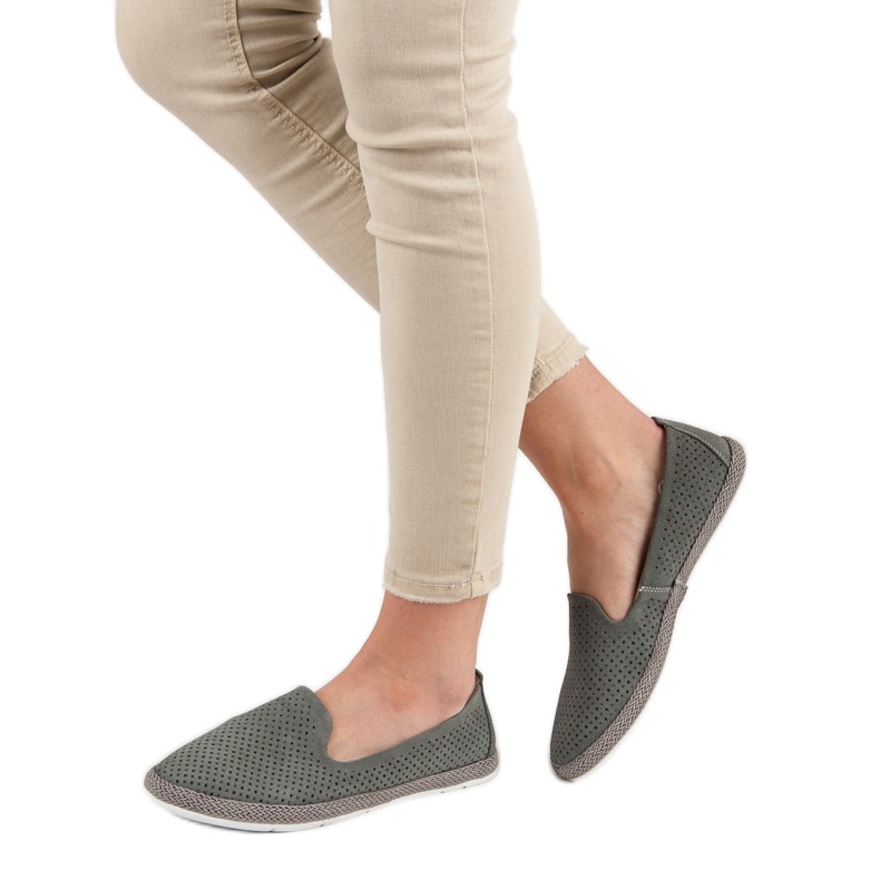 Filippo Durchbrochene Herren aus Leder grau 2